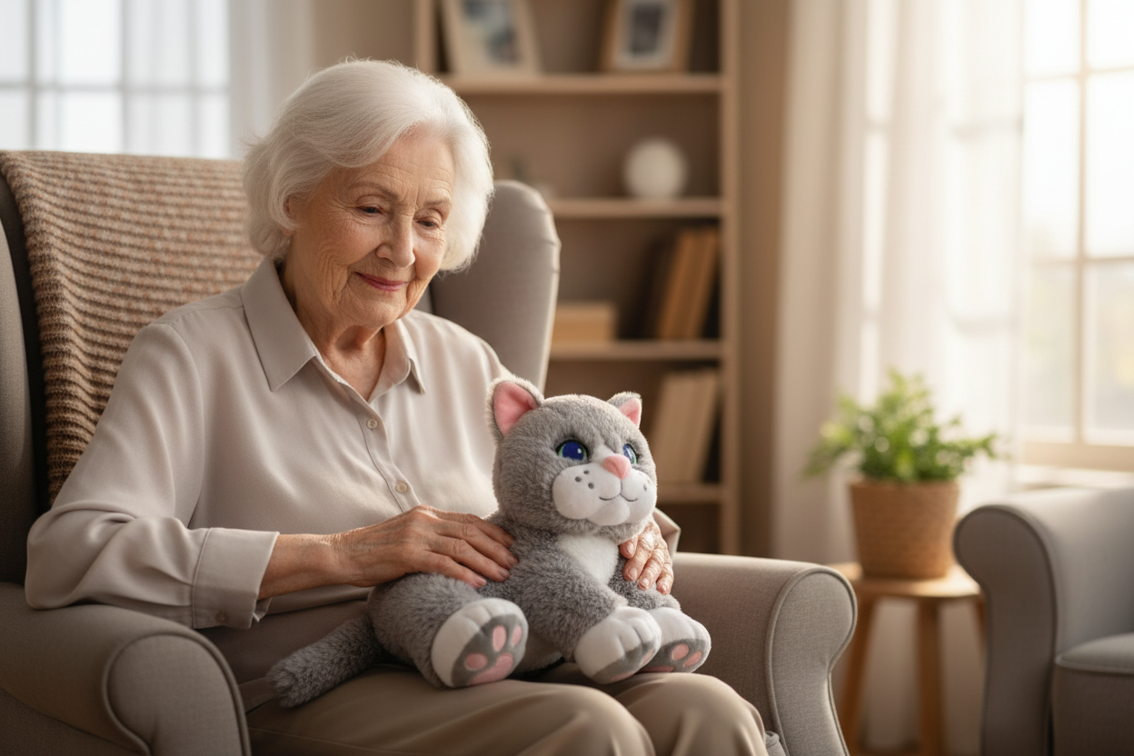 Elderly Senior with Weighted Cat